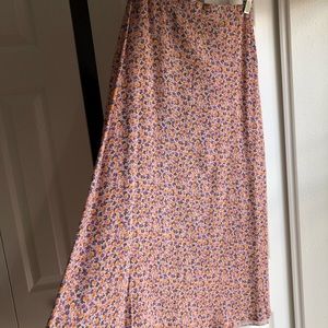 New Look pink floral A-line maxi skirt